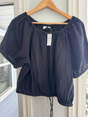 GAP Crinkle Gauze Puff Sleeve Top (L)